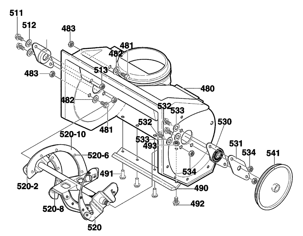 Auger Housing Diagram and Parts List for 621451X85C 2001 Briggs and Stratton Snow Blower